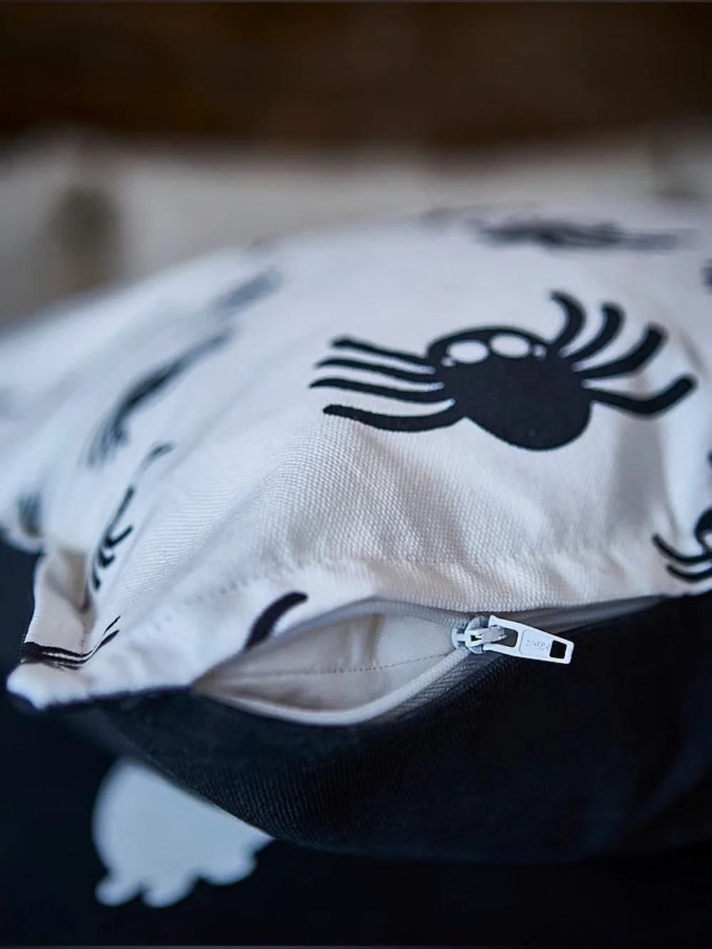 Reversible Halloween Pillow Covers - White & Black Spider and Ghost Set